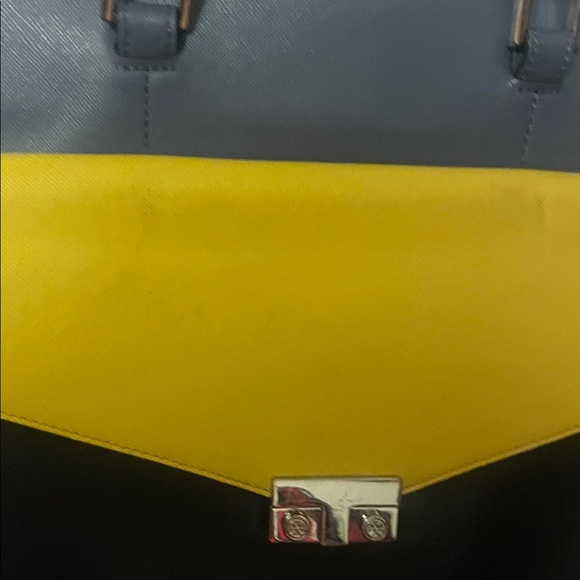 Tory Burch Navy and Yellow Leather Tote - Picture 6 of 17
